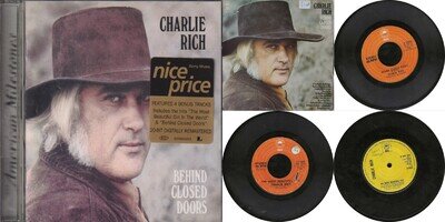 Charlie Rich Behind Closed Doors LP CD 45/Most Beaut Girl 2 x 45s See Descriptn