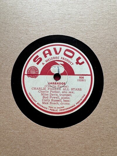 78Rpm, Be-Bop / Jazz, Charlie Parker All Stars 'Barbados / Parkers Mood' Savoy!
