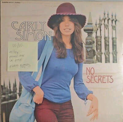 Carly Simon No Secrets Vinyl Record VG/VG K 42127 1972