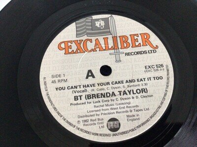 BT Brenda Taylor You can't have your cake and eat it to 7" vinyl single record.