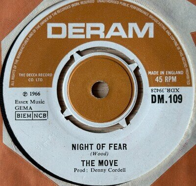 THE MOVE NIGHT OF FEAR 7" DERAM (1966) EX++ BEAT PSYCH POP ENGLAND