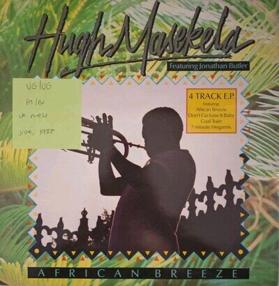 Hugh Masekela Techno Bush Vinyl Record VG/VG HIP 11 1985