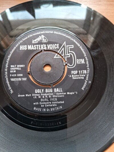 BURL IVES--UGLY BUG BALL--ON THE FRONT PORCH 45 vinyl