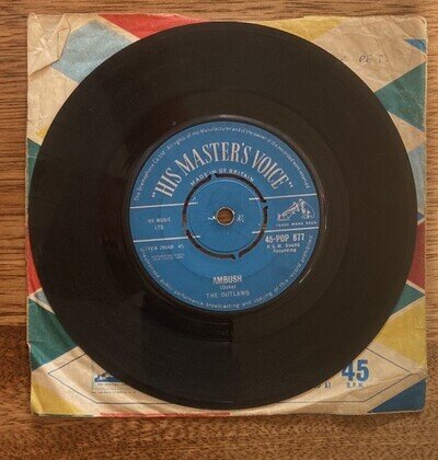 The Outlaws 45 rpm 7" Single Vinyl Record Ambush His Master's Voice POP877 Rare