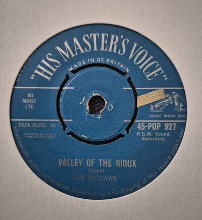 The Outlaws Valley Ot The Sioux 1961 His Master's Voice 7' Vinyl