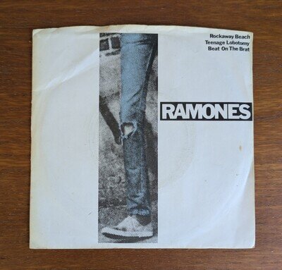 Ramones 'Rockaway Beach' 1977 UK 7" single, cover Poor but vinyl Good condition