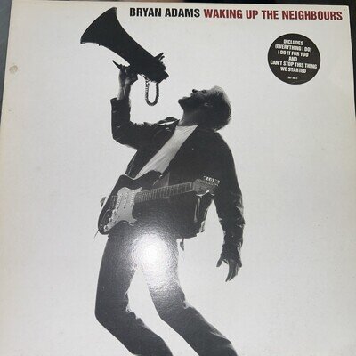 BRYAN ADAMS Waking Up The Neighbours 2-LP Vinyl w/Lyric Poster 1991 RARE vg+vg+