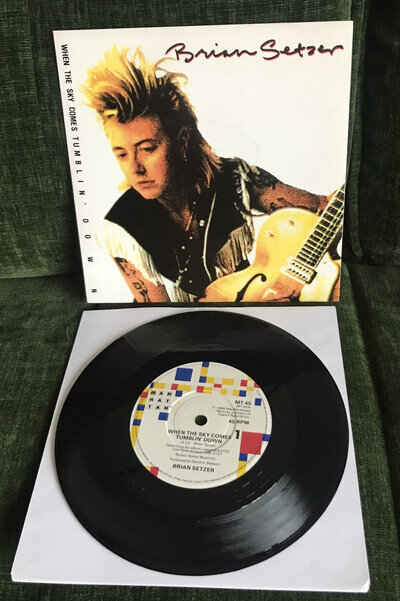 Brian Setzer When The Sky Comes Tumblin' Down 1989 A1 UK 7" NEW Vinyl STRAY CATS