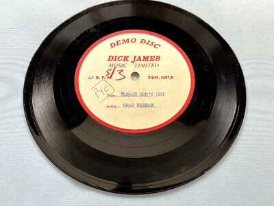 BRAD NEWMAN 1964 UK ACETATE DICK JAMES DEMO DISC VINYL 7" BEAT ROCK THE BEATLES