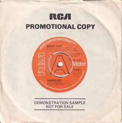 70s Pop BONNIE TYLER married men 1979 UK Demo Promo 7" Vinyl 45 N Mint