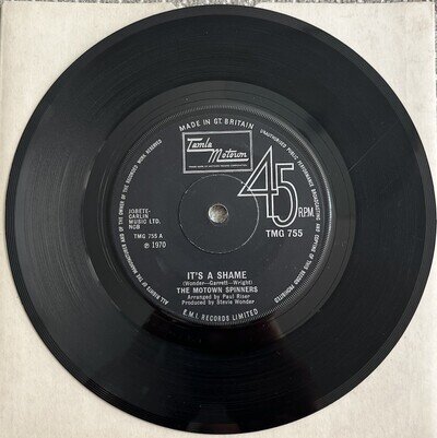 THE MOTOWN SPINNERS IT'S A SHAME ORIGINAL 7" VINYL SINGLE 1st PRESS 1970 VG+