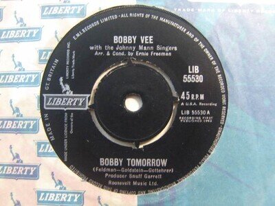 Bobby Vee – Bobby Tomorrow 1963 7” Liberty LIB 55530