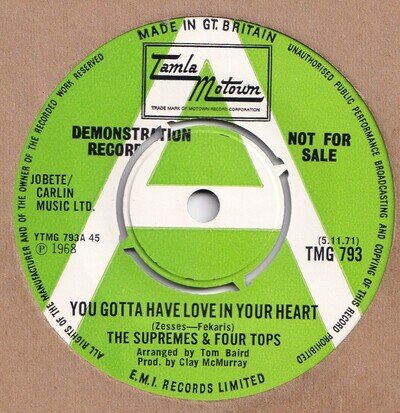 SUPREMES & FOUR TOPS*YOU GOTTA HAVE LOVE IN YOUR HEART*DEMO*MOTOWN*HEAR