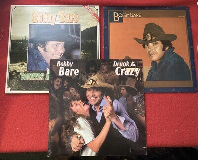 BOBBY BARE 3 X VINYL LP'S DRUNK & CRAZY ENCORE COUNTRY MUSIC MAKERS COUNTRY
