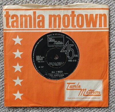 The Temptations "All I Need" 1967 1st Press TMG 610 EX & Original Sleeve