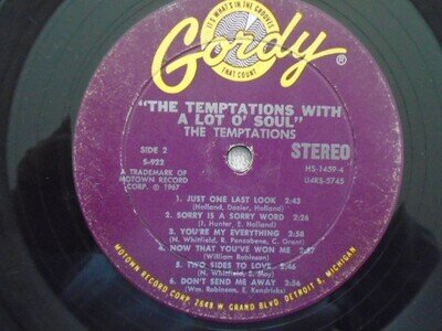THE TEMPTATIONS WITH A LOT O'SOUL - GORDY - NORTHERN SOUL RECORD ONLY NO COVER