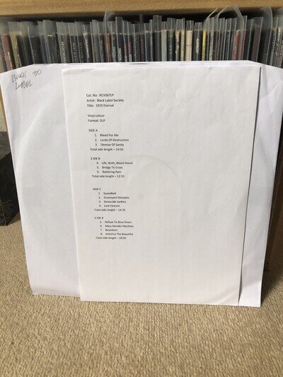 Black Label Society 1919 Eternal 2011 Test Press DLP White Label Vinyl