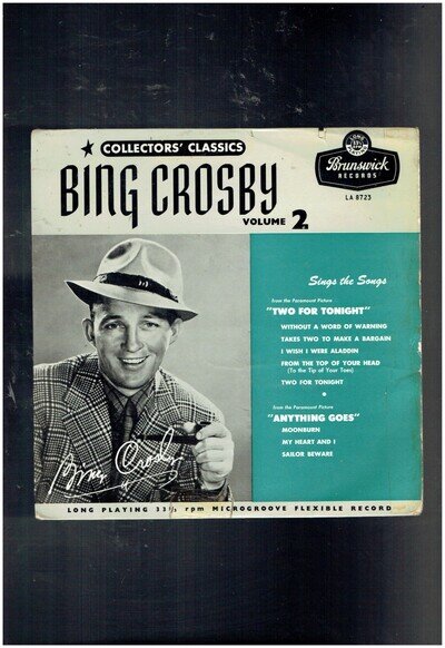 BING CROSBY TWO FOR TONIGHT/ANYTHIN GOES FILM SOUNDTRACKS 10 INCH VINYL ALBUM