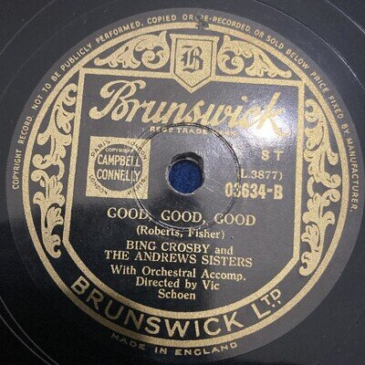 78rpm 50’s Pop /Swing Bing Crosby+ Andrews Sisters -Good,Good ,Good /Navajo Trai
