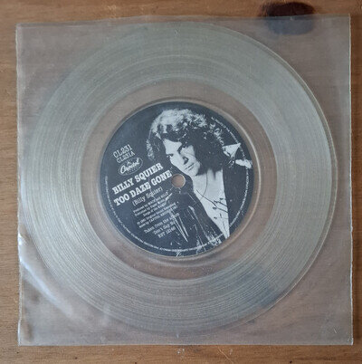 Billy Squier Too Daze Gone 7" Clear Vinyl (Play Tested)