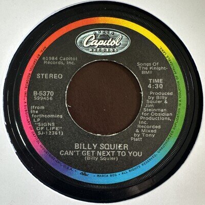 BILLY SQUIER - CAN'T GET NEXT TO YOU [VINYL 7"] EXCELLENT CONDITION USA IMPORT