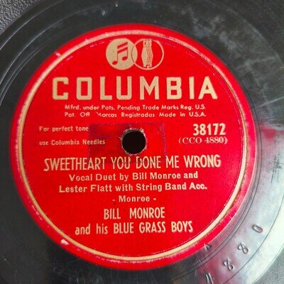 Bill Monroe My Rose Of Old Kentucky 78rpm Shellac USA Columbia 20423