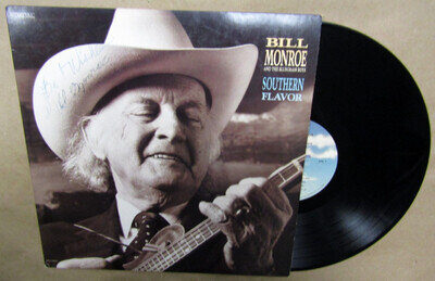 AUTOGRAPHED,BILL MONROE AND THE BLUEGRASS BOYS-SOUTHERN FLAVOR,VINYL ALBUM LP