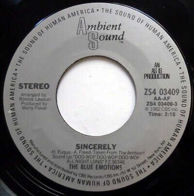 BLUE EMOTIONS 45 Sincerely / Best I Feel Is Sad NEAR MINT Doo Wop ORIGINAL e8057