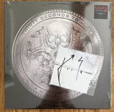 Thirty Seconds To Mars - A Beautiful Lie Ltd Edition Red Vinyl & Signed Art Card