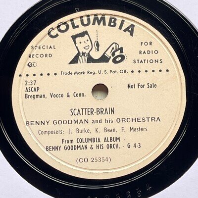 BENNY GOODMAN & HIS ORCH ’SCATTER-BRAIN’ VINYL DJ COLUMBIA 78!