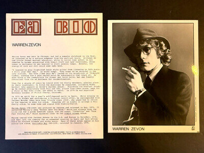 WARREN ZEVON Bad Luck Streak ORIGINAL 1980 PRESS KIT w/PHOTO Asylum RARE