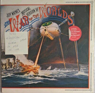 Jeff Wayne's The War Of The Worlds Vinyl Record VG/VG CBS 96000 1978