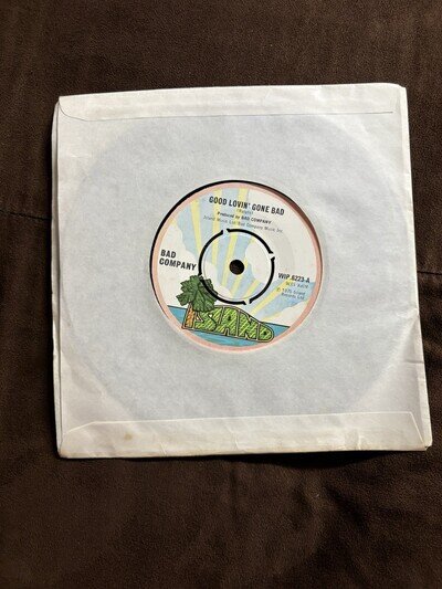 MINT Bad Company Good Lovin' Gone Bad / Whiskey Bottle 7" Vinyl Single 1975
