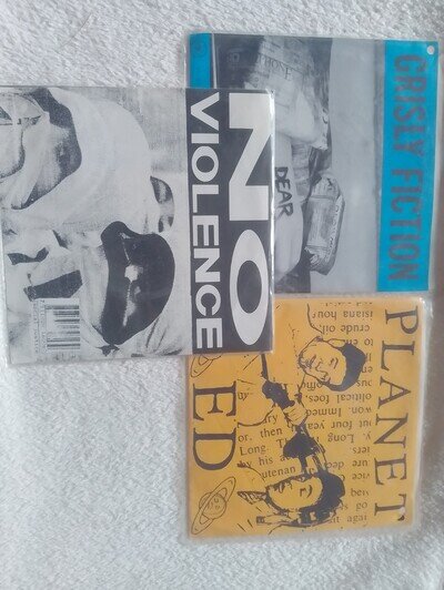 Punk Singles X 3 90s American . Grisley Fiction, Planet Ed,No Violence.
