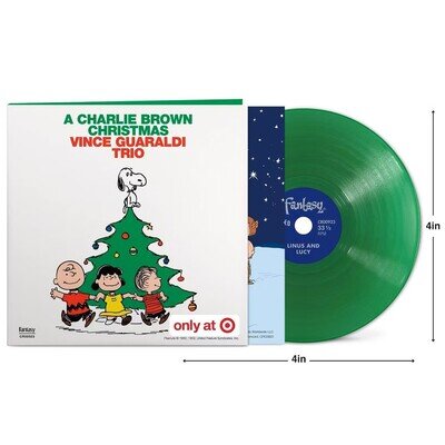 VINCE GUARALDI TRIO CHARLIE BROWN CHRISTMAS GREEN TINY VINYL 4” TARGET EXCLUSIVE