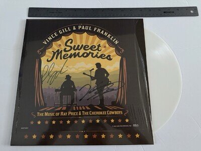 Autographed Vince Gill & Paul Franklin Sweet Memories LP Signed Milky Vinyl TN