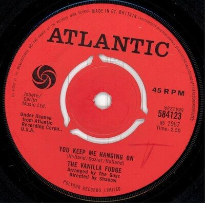 The Vanilla Fudge* - You Keep Me Hangin' On 7", Single, 3-P Atlantic L641