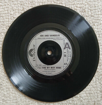 Jon And Vangelis: I'll Find My Way Home 45rpm Polydor JV 1