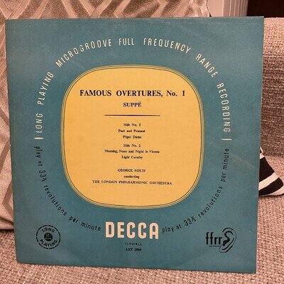 Famous Overtures No 1 Suppe Solti The London Philharmonic Orch LXT2589 Vinyl Ex
