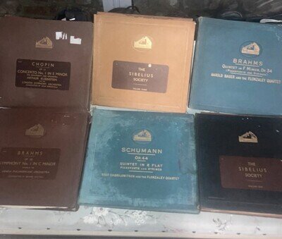 6 X 78 RPM shellac record sets, from the 1920s 1930s, classical masterpieces
