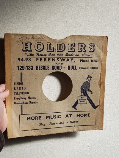 Antique Card Sleeve For Vinyl Records Vintage Advertising For Holders In Hull
