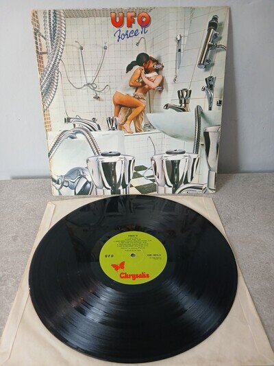 UFO - FORCE IT (1975) UK First Press Vinyl LP GREEN LABELS/NO RIM TEXT A-3U B-3U