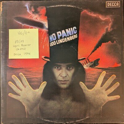Udo Lindenburg No Panic Vinyl Record VG/G+ TXS-R 116 1976