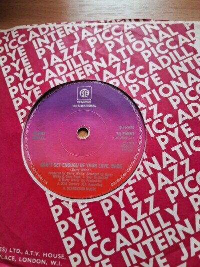 BARRY WHITE CANT GET ENOUGH OF YOUR LOVE BABE vinyl 45