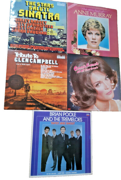 5 x LP's Anne Murray Connie Francis Brian Poole Sinatra etc 12” Vinyl Records