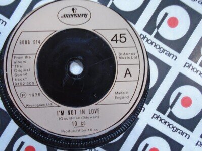 10 cc 7" vinyl single I'm Not In Love/Good News 1975 Mercury 6008 014 ex