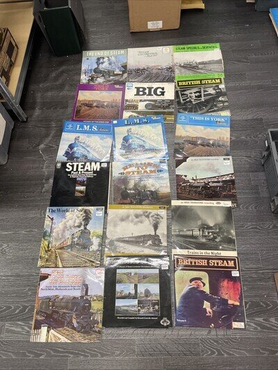 JOB LOT OF 18 X Vintage Steam Train Recordings Vinyl LP's locomotive sounds