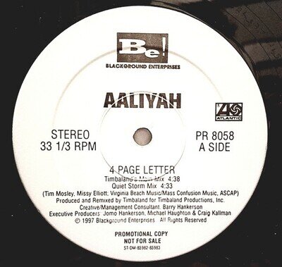 Aaliyah - 4 Page Letter (12", Promo) (Very Good Plus (VG+))