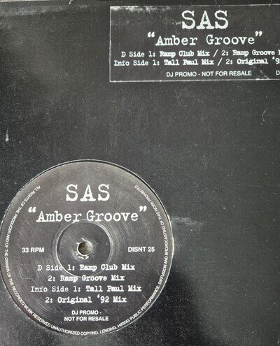SAS - Amber Groove 97' Remixes - 12"- Vinyl - Inc. Original Mix! Oldskool 🔥