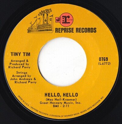 Tiny Tim - Hello Hello - Used Vinyl Record 7 - G8100z